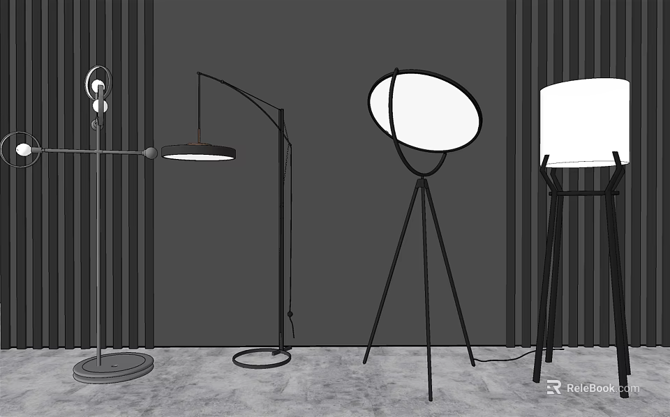 Modern Floor Lamps With Various Stylish Designs For Home Interior Decor 3d model 