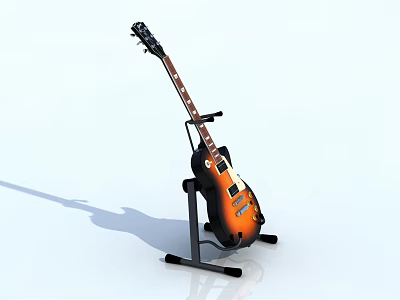 Quality Musical Instruments and Art Supplies Featuring Electric Guitar on Stand with Sunburst Finish 3d model