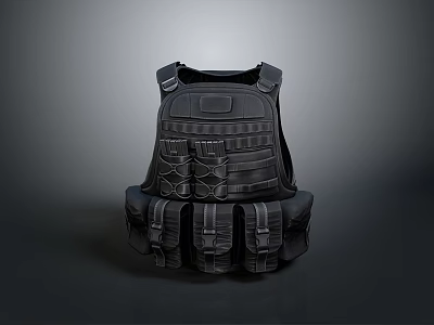 Black Tactical Vest Featuring Multiple Utility Pockets Straps And Protective Panels 3d model