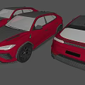 Red Sporty SUV Car Displayed In Multiple Angles With Sleek Exterior Design