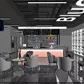 Modern Internet Cafe Interior With Comfortable Seating Gaming Computers Bar Counter And Sleek Lighting 3d model