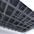 Industrial Ceiling Structure With Metal Framework Pipes And Grid Design 3d model
