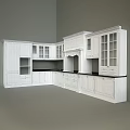 Spacious White Kitchen Cabinet Set With Glass Door Cabinets And Storage