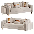 Elegant Beige Two Seater Sofa With Golden Trim And Decorative Pillows Design