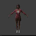 Woman Wearing Pink Cardigan White Top Brown Shorts And White Shoes With Arms Outstretched