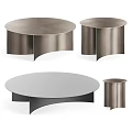 Modern Round Metal Coffee Tables With Unique Curved Base And Smooth Surface