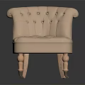 Elegant Beige Tufted Accent Chair With Buttoned Back Seat And Wooden Caster Legs