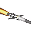 High Speed Flying Rocket Weapon With Visible Black Smoke Trail 3d model