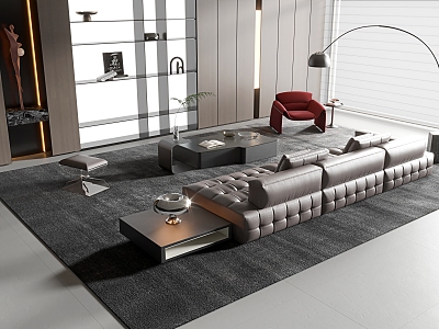 Modern Living Room Modern Sofa Coffee Table Combination 3d model