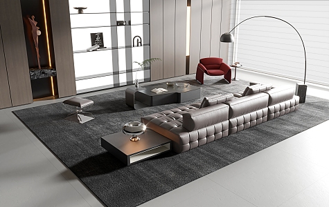 Modern Living Room Modern Sofa Coffee Table Combination 3d model