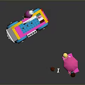 Lego Ice Cream Truck With Yellow Blue Ice Cream Sign Pink Umbrella Figures And Puppy