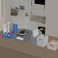 Practical Office Folders Storage On Desk With File Holders Drawer Boxes And Organizers 3d model