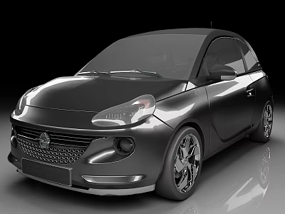Sleek Black Compact Car Modern Exterior With Alloy Wheels And Front Grille 3d model
