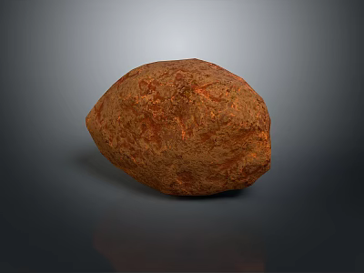 Natural Brown Textured Stone With Irregular Shape And Reflection On Gray Background 3d model