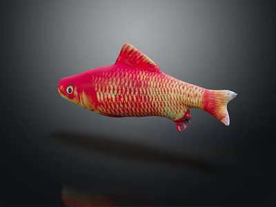 Vibrant Red And Yellow Aquatic Fish Floating On Dark Background With Clear Reflection 3d model