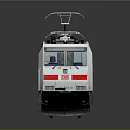 Modern Electric Train Model With White Red Stripes And Pantograph On Top 3d model