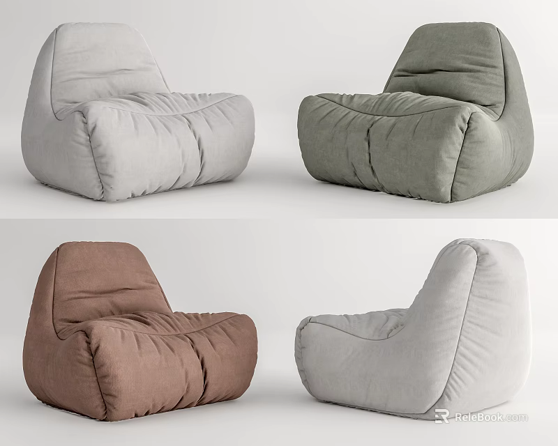 Modern Comfortable Bean Bag Chairs in Multiple Colors for Living Room 3d model 