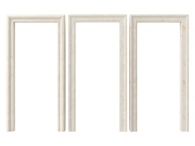 Three White Hinged Doors with Classic Frame Design for Home Interior Decor 3d model
