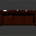 Red Leather Three Seater Sofa With Carved Details Curved Arms And Decorative Legs