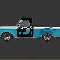 Vintage Blue And White Pickup Truck With Classic Retro Design And Shiny Finish