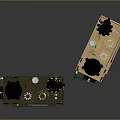 Two Weapon Grade Walkie Talkies With Long Antennas Yellow Brown On Gray Background