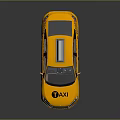 Yellow Taxi Cab With Roof Sign And Side TAXI Lettering