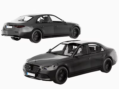 Black Sedan Cars Shown From Different Angles 3d model