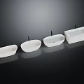 Modern White Ceramic Bathroom Basins With Four Oval And Rectangular Designs