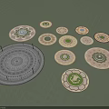 Garden Ornaments Featuring Various Circular Patterned Decorative Designs For Outdoor Gardens 3d model