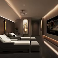 Luxury SPA Sauna Interior With Comfortable Loungers Soft Lighting And Decorative Art