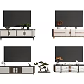 Modern TV Stand Designs With TV Decorative Items And Storage Cabinets 3d model