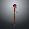 Enchanted Magic Staff With Purple Orb Wooden Shaft Vines And Green Accents