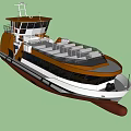 Luxury Modern Yacht With White And Brown Hull Upper Deck Seating Area
