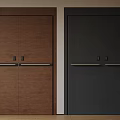 Modern Brown And Black Double Doors With Metal Handles For Home Interior