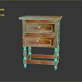 Vintage Wooden Nightstand With Two Drawers And Intricate Carved Legs Design