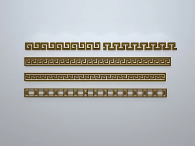 Lace Window Decorative Design With Golden Strips And Geometric Patterns On White Background 3d model