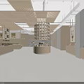 Modern Light Wood Department Store Interior With Neat Product Display Zones And Artistic Hanging Lights