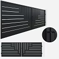 Modern Black Metal Gate With Linear Details And Handle Design 3d model