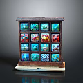 Artistic Wooden Chest of Drawers with Multiple Colorful Decorative Panels and Unique Designs