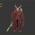 Mythical Fantasy Creature Character With Glowing Blue Antlers Armor And Sword