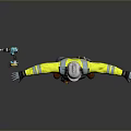 Game Movie Character In Yellow Blue Work Uniform Safety Helmet And Tool Standing Arms Outstretched