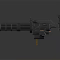 Black Mechanical Gatling Gun With Ammunition Belt Military Weapon Equipment