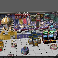 Colorful Amusement Park With Carousel Slides Game Stalls And Kids Play Zones