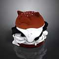 Cartoon Themed Burger Featuring Top Bun Ear Decorations Sesame Seeds White Sauce And Black Layers