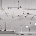 Modern Lamp Combination Simple Lamp Combination Chandelier Wall Lamp Floor Lamp Folding Stool 3d model