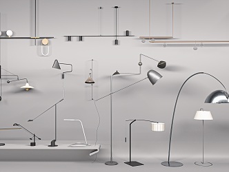 Modern Lamp Combination Simple Lamp Combination Chandelier Wall Lamp Floor Lamp Folding Stool 3d model