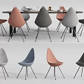 Contemporary Dining Table Combination With Multicolor Chairs And Sleek Metal Legs 3d model