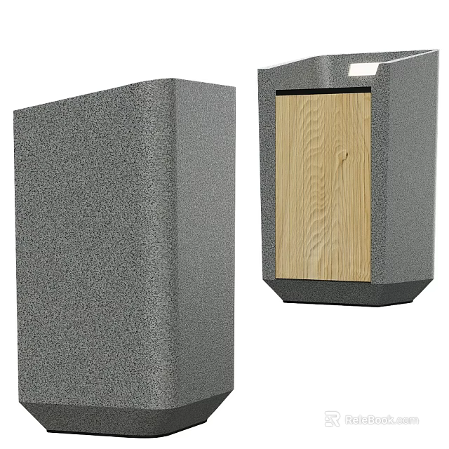 Public Facility Structure With Gray Concrete Exterior And Wooden Panel Door Design 3d model 