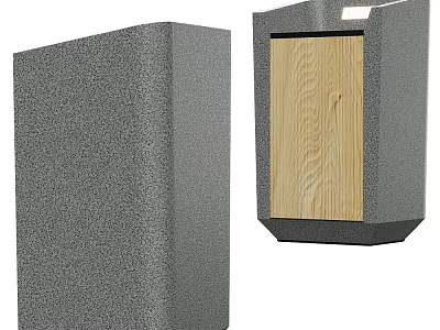 Public Facility Structure With Gray Concrete Exterior And Wooden Panel Door Design 3d model