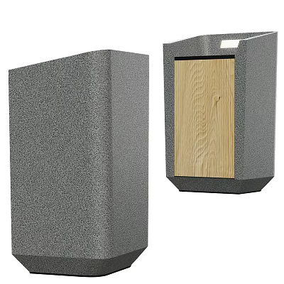 Public Facility Structure With Gray Concrete Exterior And Wooden Panel Door Design 3d model
